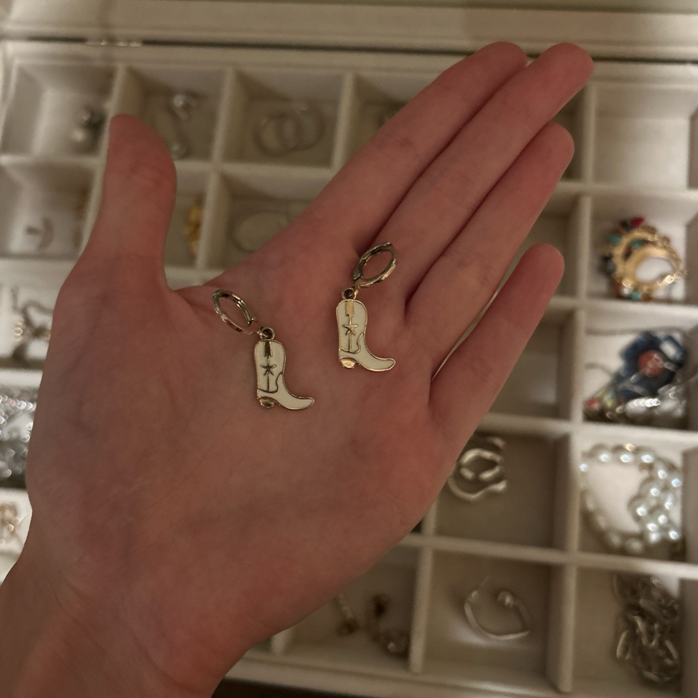 Silver Cowboy Boot Earrings